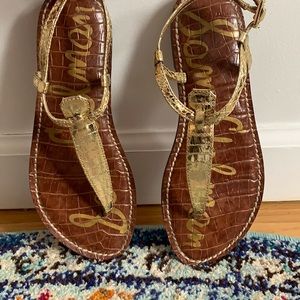 Sam Edelman T-Strap Sandals in gold